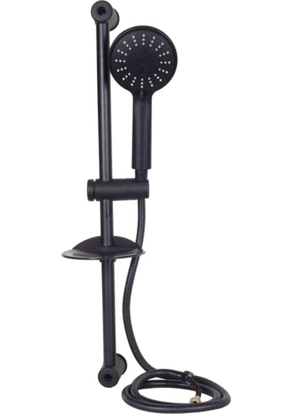 Tekno Trust Siyah Sürgülü Duş Seti, Banyo Seti, Örgülü Duş Hortumu, Mat Siyah