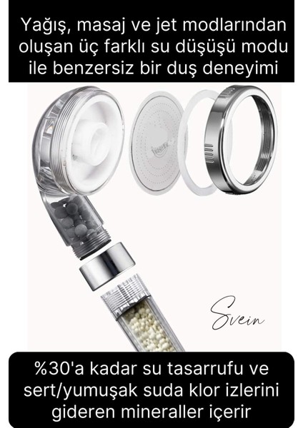 Tekno Trust 3 Kademeli Yüksek Basınçlı Arıtmalı Ayarlanabilir Uzun Ömürlü Universal Su Tasarruflu Duş Başlığı fiyatları