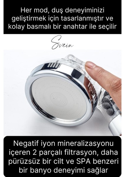 Tekno Trust 3 Kademeli Yüksek Basınçlı Arıtmalı Ayarlanabilir Uzun Ömürlü Universal Su Tasarruflu Duş Başlığı modelleri