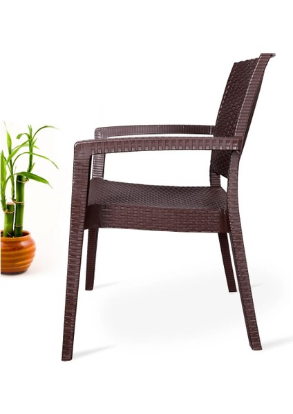 Nar Sokağı Zeugma Kahve 90X90 cm Camlı Rattan Bahçe Balkon Masa Takımı