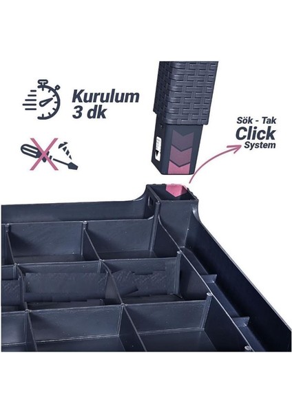 Bambu Antrasit 90X90 cm Camsız Rattan Bahçe Balkon Masa Takımı indirimleri