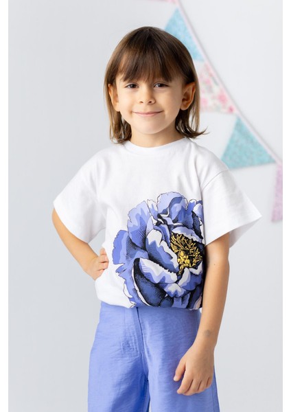 Kız Çocuk Gül Baskılı Tshirt