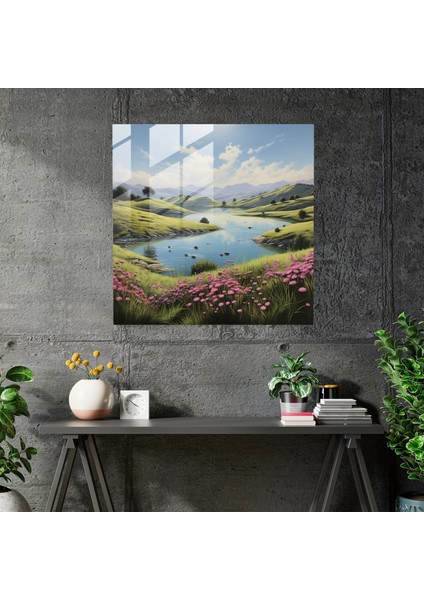 Yanardöner Cam Baskı - Serene Horizons - Cam Duvar Sanatı, 30X30
