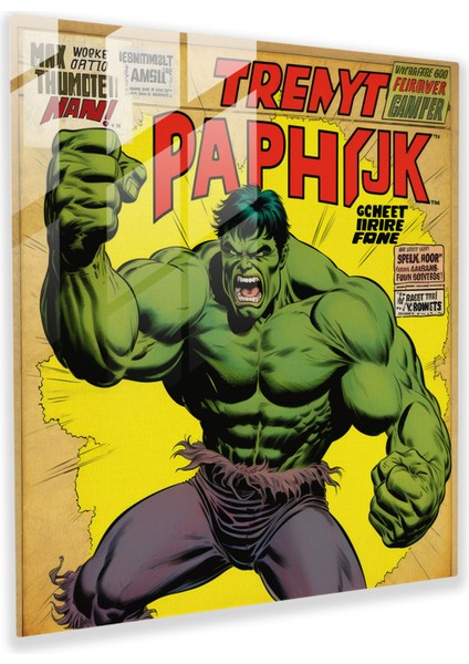 Marvel Incredible Hulk Vintage Cam Baskı - Marvel, Vintage Çizgi Roman Kapağı, Duvar Süslemesi, Incredible Hulk, 30X30