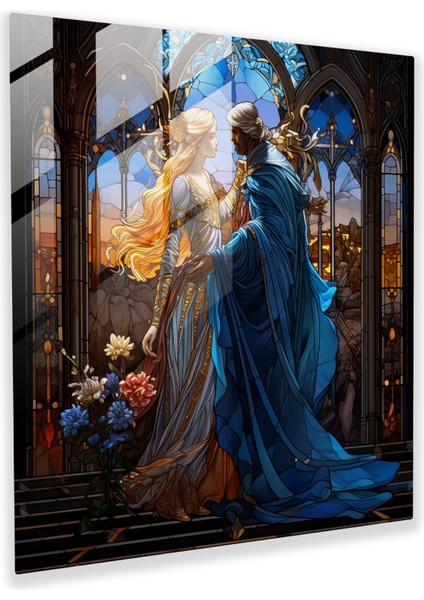 Rönesans Cam Baskı - Süslü Vitray Pencere, 50X50