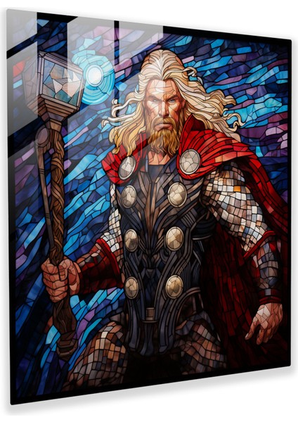 Marvel Cam Baskı - Thor Vitray Mozaik - Marvel, Cam Duvar Sanatı, Vitray Mozaik, Cam Sanat, 70X70