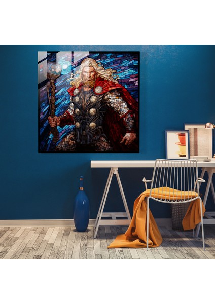 Marvel Cam Baskı - Thor Vitray Mozaik - Marvel, Cam Duvar Sanatı, Vitray Mozaik, Cam Sanat, 70X70