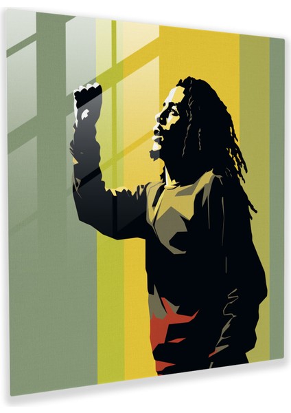 Bob Marley Cam Baskı - Bob Marley, Duvar Dekorasyonu, Ev Dekorasyonu, Minimalist, 30X30