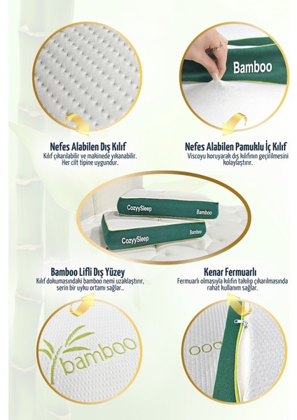 Bamboo Visco Yastık Taşıma Çantalı