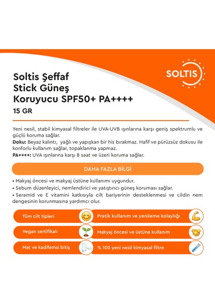 Şeffaf Stick Güneş Koruyucu SPF50+ Pa++++