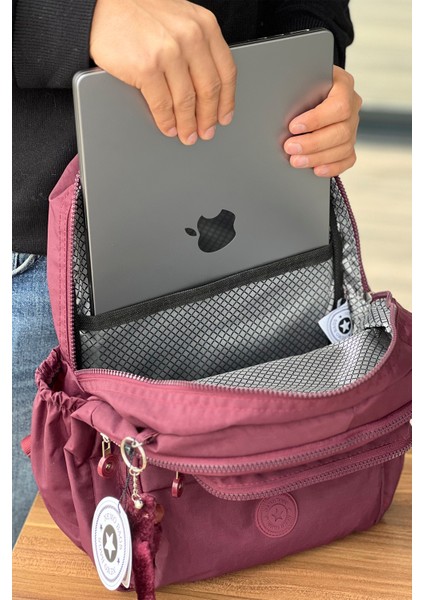 Bordo Orta Boy Sırt Çantası Okul Çantası Laptop ve Seyahat Çantası Su Geçirmez Spor indirimleri
