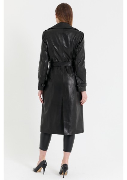 Kurvaze Kapama Uzun Deri Ceket - Z9100U fiyatları