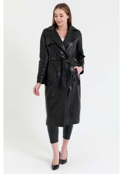 Kurvaze Kapama Uzun Deri Ceket - Z9100U modelleri