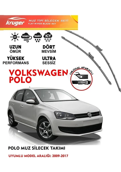 Volkswagen Polo  Ön Cam Silecek Seti 1.4 1.6 Araca Özel Orijinal Aparat 2009-2017