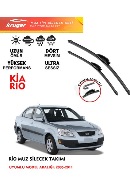 Kia Rio Muz Silecek Takımı 1.3 1.4 1.5 Motor Araca Özel Orjinal Aparat (2005 - 2011)