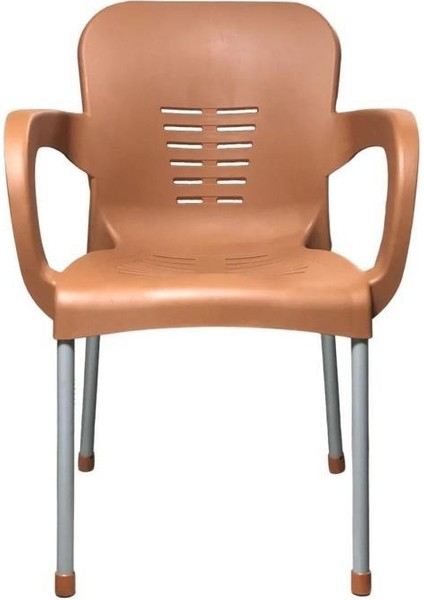 4 Adet Metal Ayaklı Plastik Sandalye Koltuk Teak