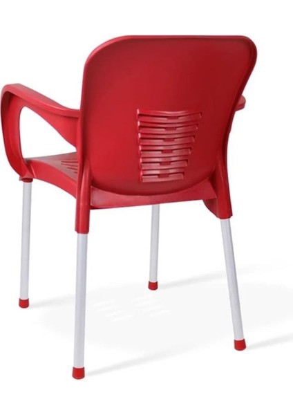 6 Adet Metal Ayaklı Plastik Sandalye Koltuk Kırmızı modelleri
