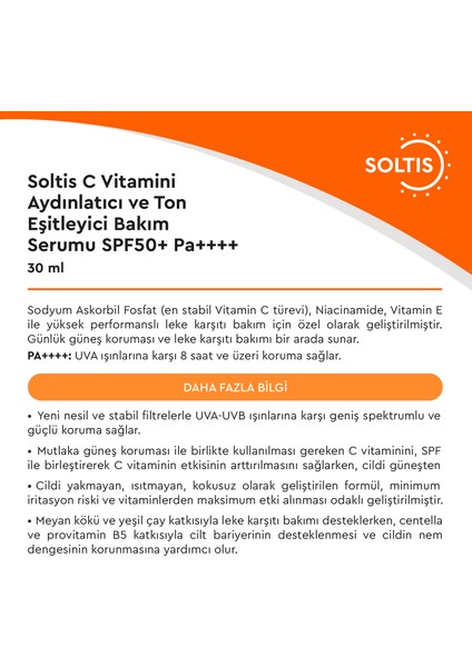 C Vitamini Bakım Serumu SPF50+ Pa++++, 30 ml