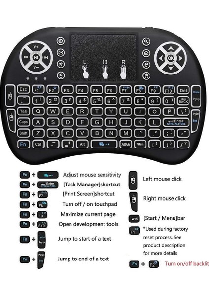 Ps3 / Ps4 / Ps5 ile Uyumlu Mini Kablosuz Klavye + Touch Pad.