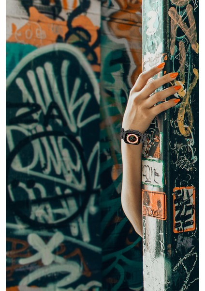 Apple Watch 7 45MM KRD-1101 Titanyum Metal Başlıklı Silikon Kordon