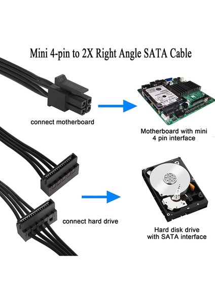 Mini 4 Pin Sata Kablo Mini 4 Pin 2x Sata SSD Power Supply Anakart HDD Güç Kablosu Lenovo