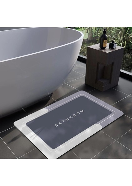 Sihirli Su Emici Banyo Paspası Kaymaz Tabanlı Duş Matı, Dikdörtgen Lacivert 40X60CM