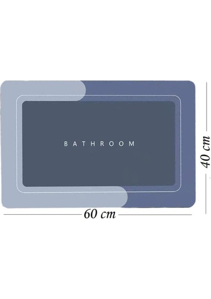 Sihirli Su Emici Banyo Paspası Kaymaz Tabanlı Duş Matı, Dikdörtgen Lacivert 40X60CM