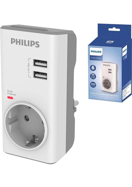 Akım Korumalı Priz 380 Joule 2xusb Phılıps CHP4010W