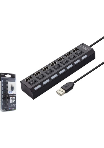 USB 2.0 Hub Çoklayıcı Anahtarlı 7 Port GAB-UAP307