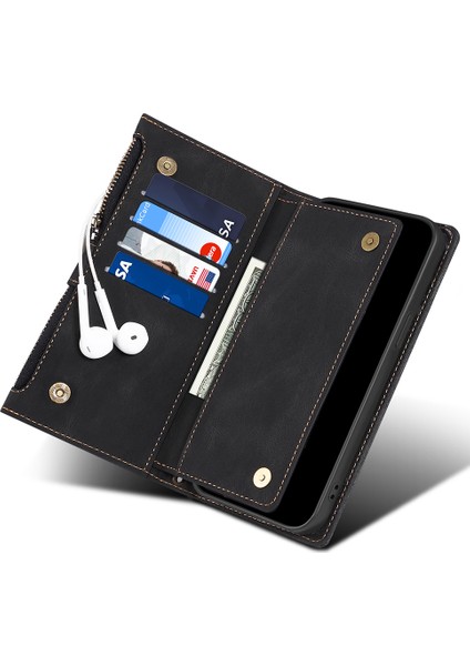 Samsung Galaxy S23 Fe Zipper Cep Rfid Black Deri Telefon Kılıfı (Yurt Dışından)