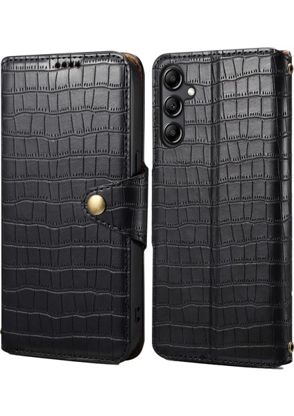 Samsung Galaxy S24 Için+ Pu Deri+ Tpu Timsah Doku Koruyucu Black Telefon Kılıfı (Yurt Dışından)