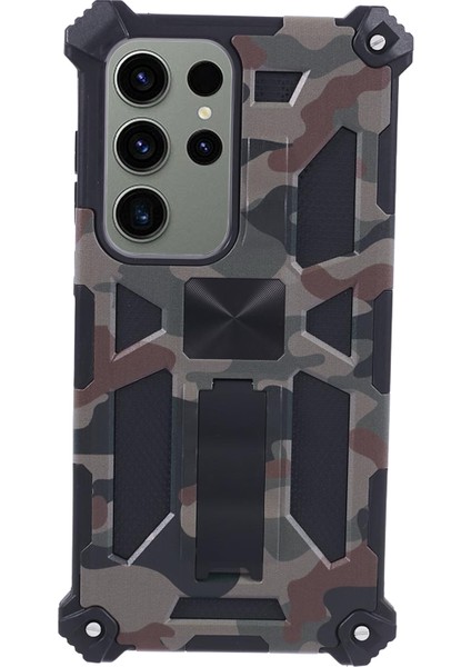 Samsung Galaxy S24 Ultra Kamuflaj Plastik+Tpu Cep Army Green Telefon Kılıfı (Yurt Dışından)