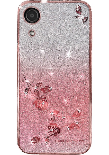 Samsung Galaxy A03 Çekirdek Rhinestone Dekor Glitter Tpu Cep Çizgisi Altın Telefon Kılıfı (Yurt Dışından)