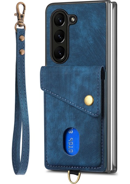 Retro Pu+Tpu Samsung Galaxy Z Fold5 5g Şok Geçirmez Kayış Telefon Kılıfı (Yurt Dışından)