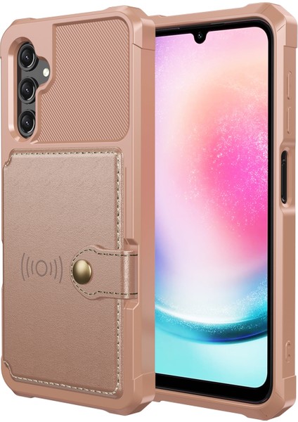 Samsung Galaxy A24 4G/A25 5g Pu Deri Kaplamalı Tpu Çizelge Kartı Tutucu Telefon Kılıfı (Yurt Dışından)