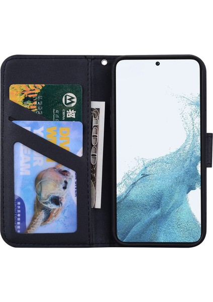 Samsung Galaxy S24 Için+ Karikatür Hayvan Desen Pu Deri Cep ları Kayış Black Telefon Kılıfı (Yurt Dışından)