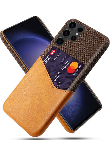 Samsung Galaxy S24 Ultra Kumaş Doku Şok Geçirmez Pu+Pc Orange Telefon Kılıfı (Yurt Dışından)