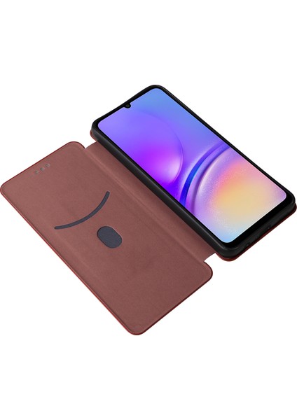 Samsung Galaxy A05 4g Karbon Fiber Doku Deri Kahverengi Telefon Kılıfı (Yurt Dışından)