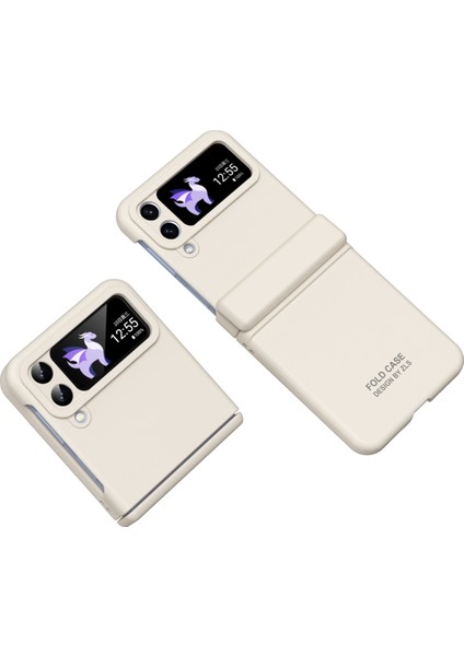 Samsung Galaxy Z Flip3 5g Sert Pc Şok Geçirmez Menteşe Koruma Bej Telefon Kılıfı (Yurt Dışından)