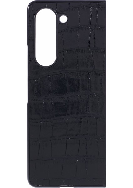 Samsung Galaxy Z Fold5 5g Timsah Doku Pc+Orijinal Deri Kabuk Black Telefon Kılıfı (Yurt Dışından)