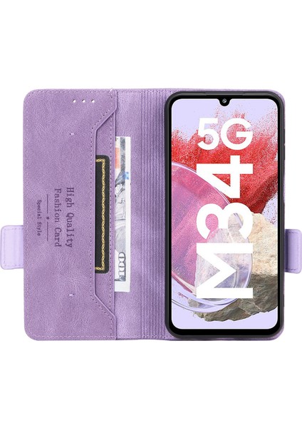 Samsung Galaxy F34 5G/M34 5g Pu Deri Donanım Dekor ası Telefon Kılıfı (Yurt Dışından)