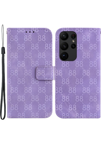Samsung Galaxy S23 Ultra Flip Cover 8 Şekilli Basılı Pu Deri Doğru Telefon Kılıfı (Yurt Dışından)