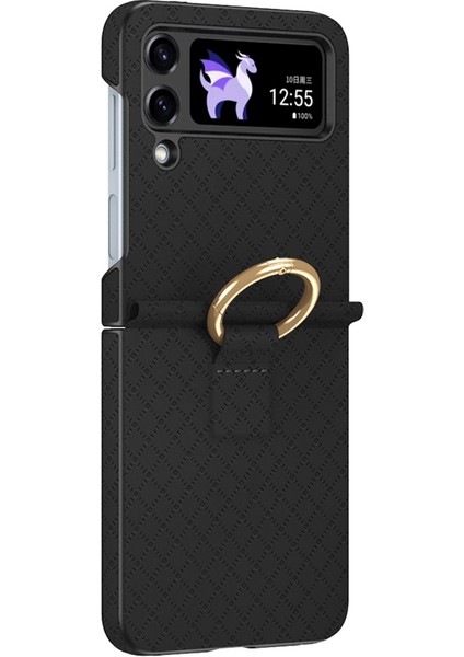 Samsung Galaxy Z Flip4 5g Hard Pc+Pu Basılmış sı Yüzük Parmak Tutucu Telefon Kılıfı (Yurt Dışından) fiyatları
