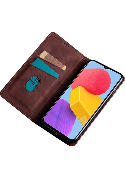 Samsung Galaxy M34 5G/F34 5g Pu Pu Deri Deri Yumuşak Deri Touch Flip Dark Br Telefon Kılıfı (Yurt Dışından)