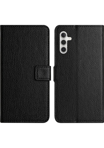 Samsung Galaxy S24+ Litchi Doku Pu Deri Black Telefon Kılıfı (Yurt Dışından)