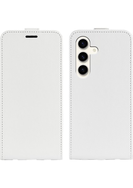 Samsung Galaxy S24+ Pu Deri Dikey Flip Beyaz Telefon Kılıfı (Yurt Dışından)
