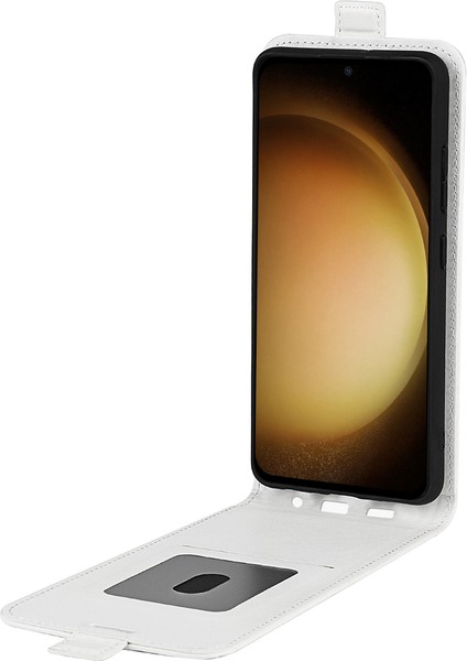 Samsung Galaxy S24+ Pu Deri Dikey Flip Beyaz Telefon Kılıfı (Yurt Dışından)