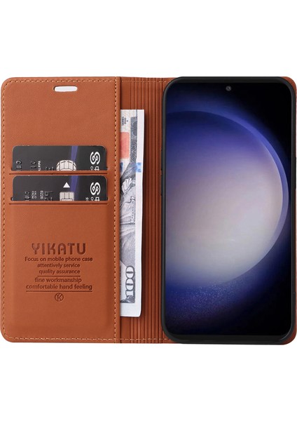 Samsung Galaxy S23 Fe Pu Deri Kahverengi Telefon Kılıfı (Yurt Dışından)
