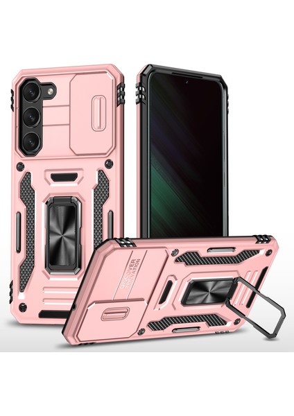 Samsung Galaxy S24 Pc+Tpu Şok Geçirmez Akıllı Geri Koruyucu Slayt Lens Golü Zırh Serisi Telefon Kılıfı (Yurt Dışından)