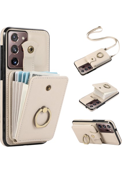 Samsung Galaxy NOTE20 Ultra 5G/NOTE20 Ultra Tpu+Pu Deri Bej Telefon Kılıfı (Yurt Dışından)